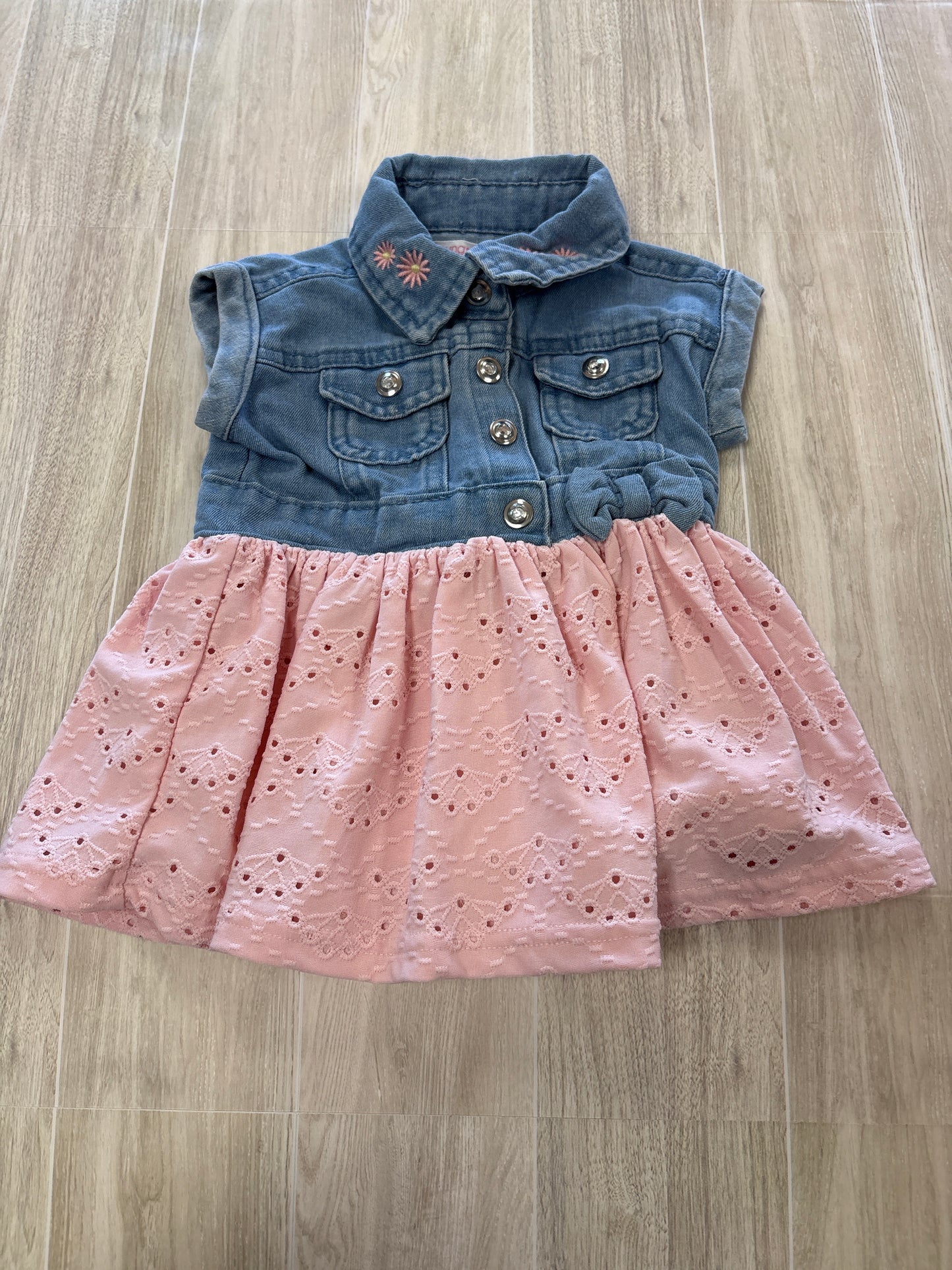 0-3m Denim Top/Pink Eyelet Dress