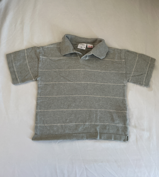 3/4T Zara Green Stripe Collared Tee