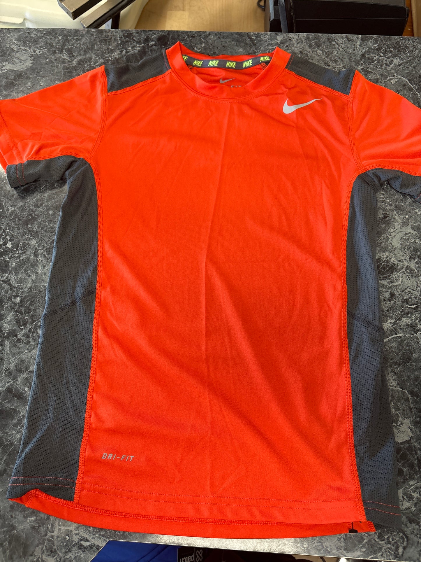 8 Nike Dri Fit Orange/Grey Athletic Shirt