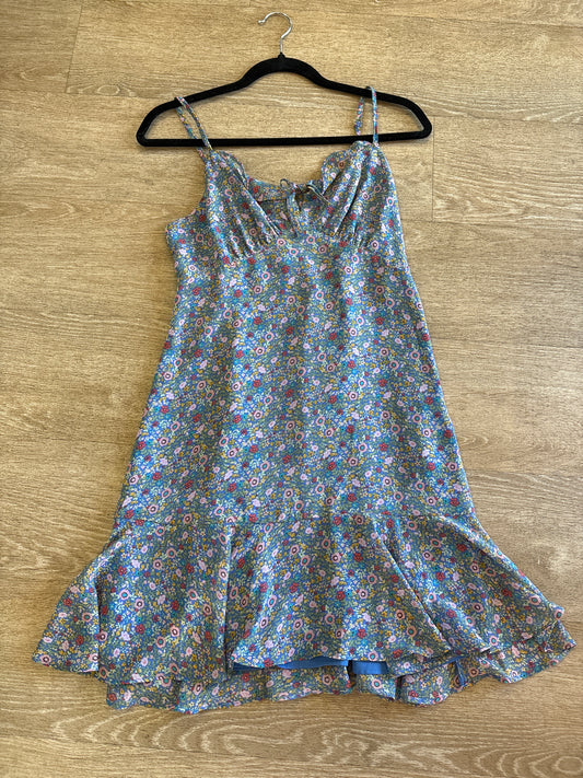 Womens Medium Green/Pink Floral Dress