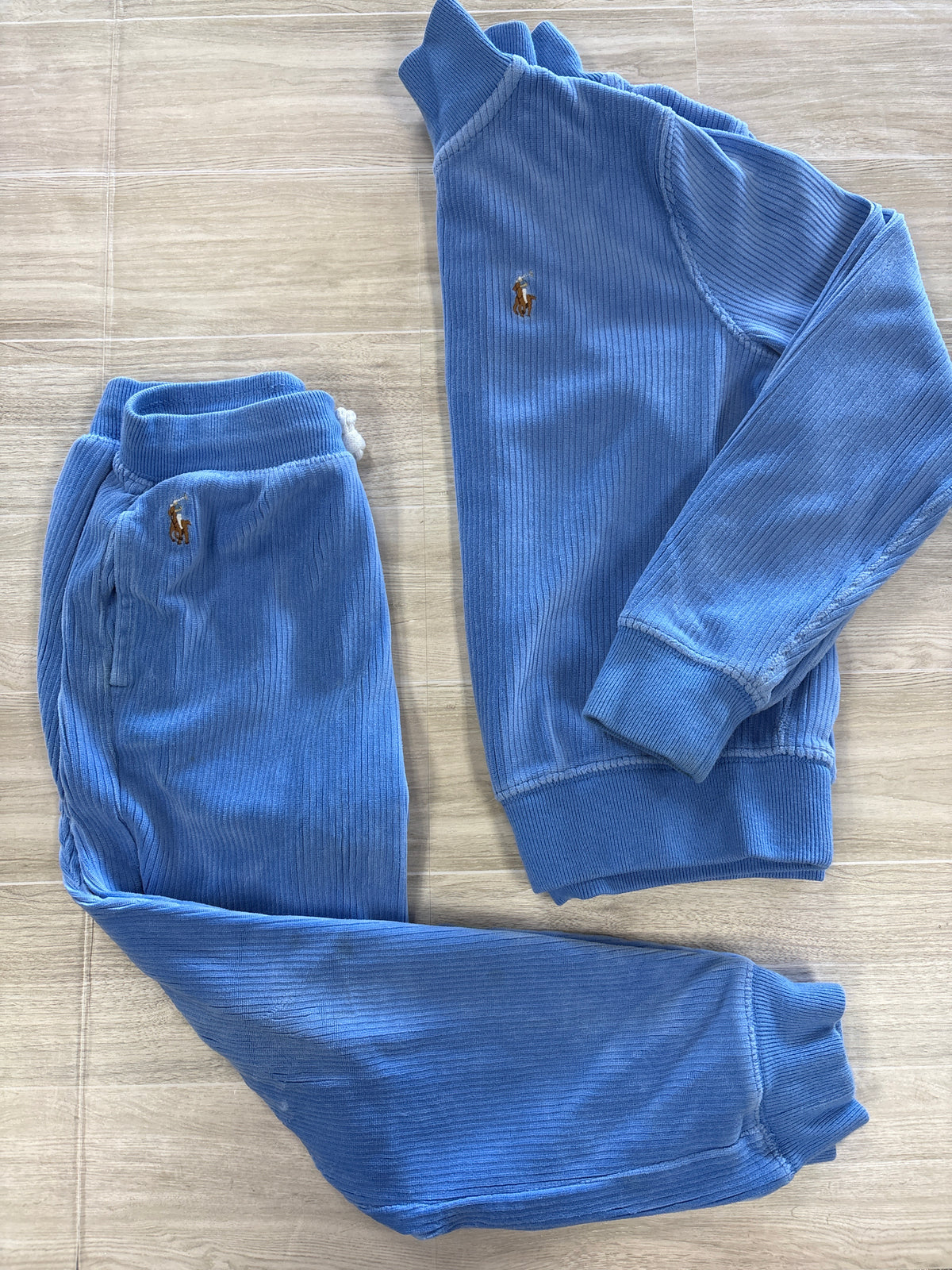 5/6 Ralph Laiuren Blue Velvet Ribbed Set (Top 6 Bottoms 5) - Blemish