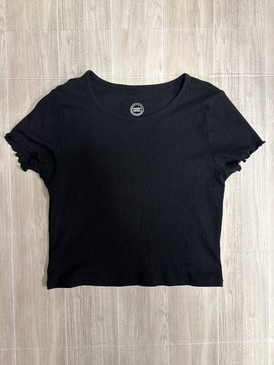 7/8 Ribbed Black Tee