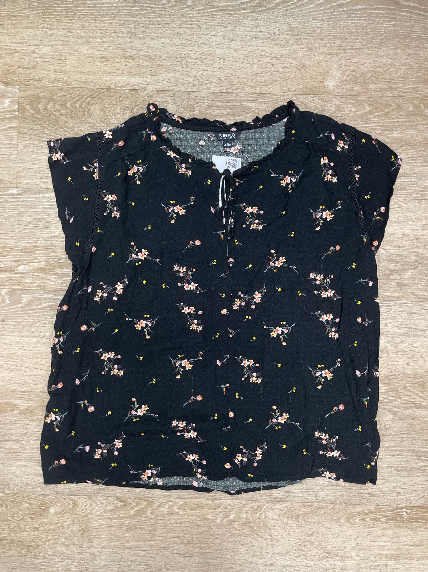 Womens XL Black Floral Top