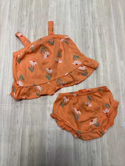 12m Peach Floral Tank + Bloomer Set