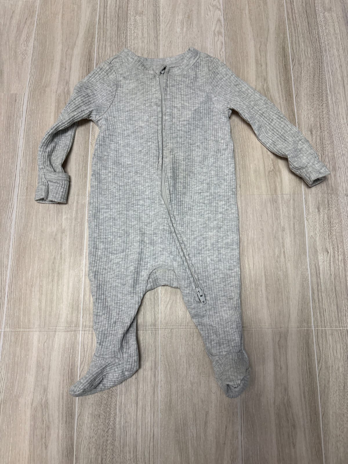 Newborn Grey Ribbed Footed Pajama