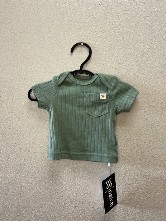 Newborn Green Ribbed Short Sleeve