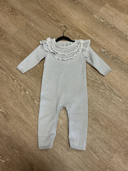 NWT 12-18m Janie & Jack Silver Shimmer Knit Romper