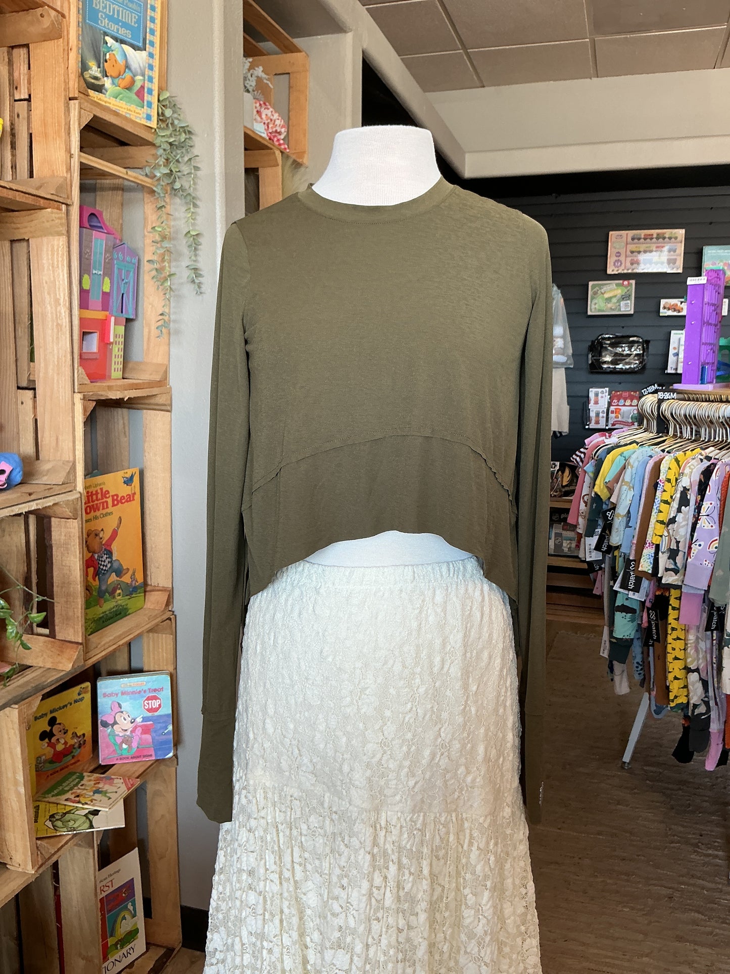 Womens XS Free People Movement Crop Long Sleeve - Green