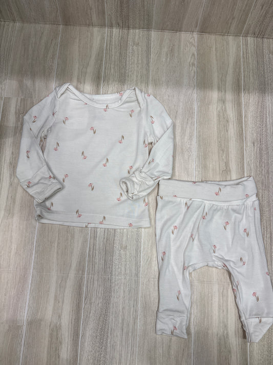 3m White/Pink Floral 2 Piece Lounge Set