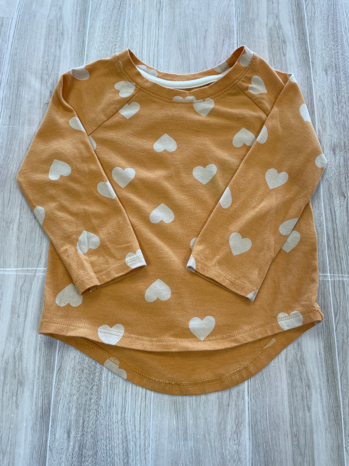 2T Mustard Heart Long Sleeve