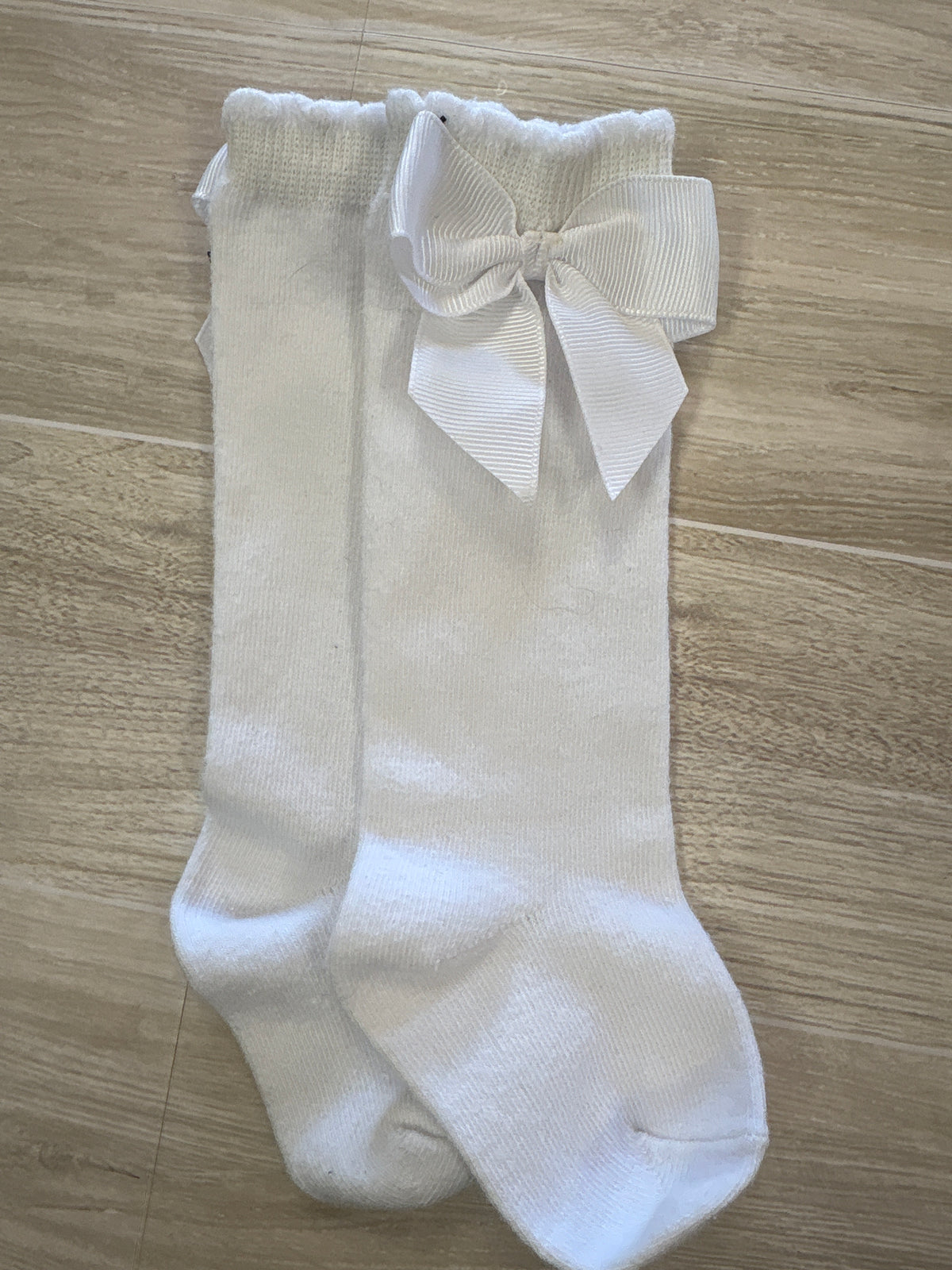 6-12m White Bow Knee High Socks