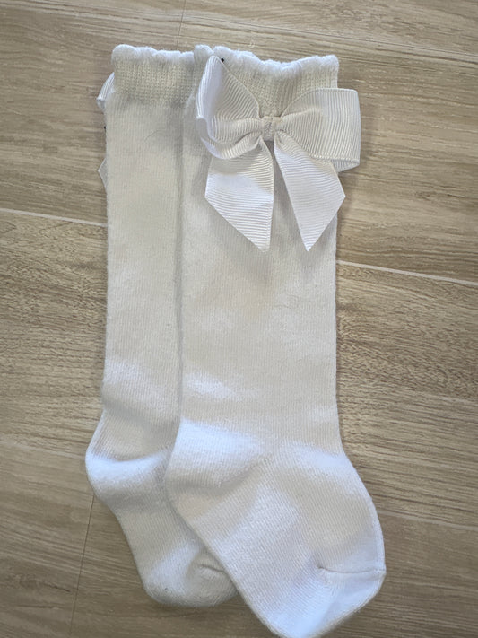 6-12m White Bow Knee High Socks