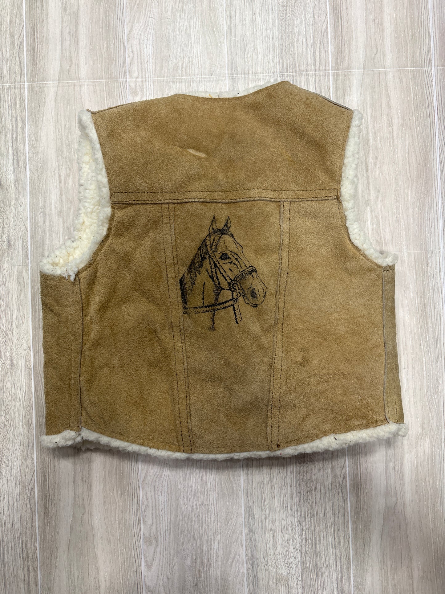 2T Suede Leather Fur Lined Western Vest