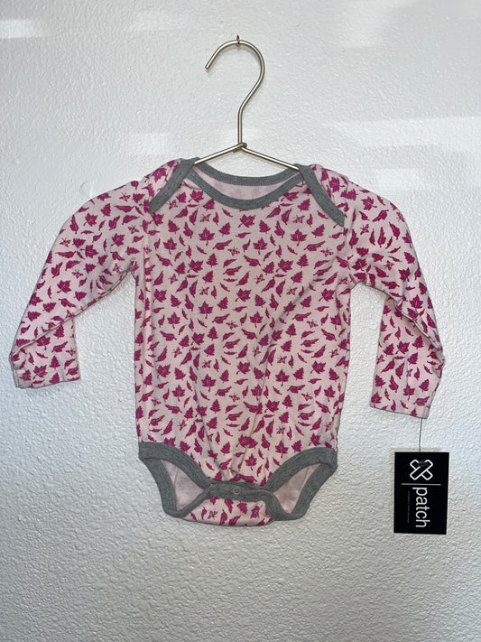 12m Burts Bees Pink Leaf Onesie