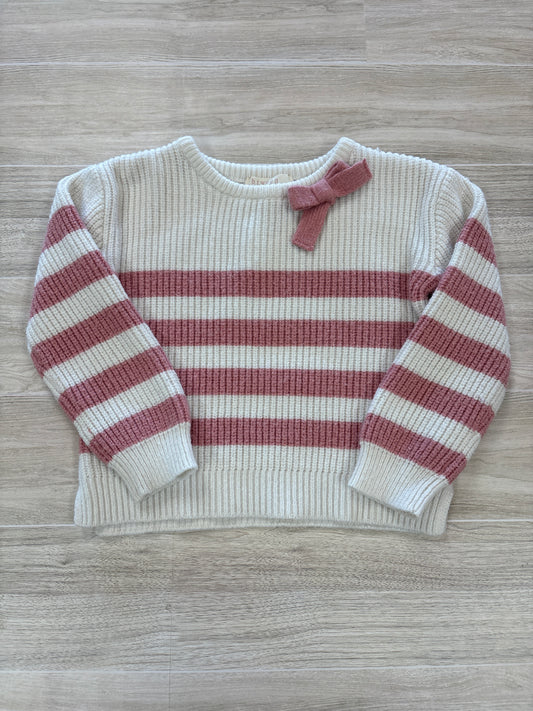 24m Pink/White Striped Knit Bow Sweater