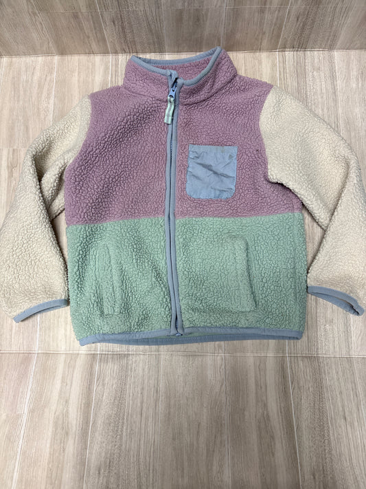 5T Lavender/Cream Colorblock Teddy Zip Up Jacket - Blemish