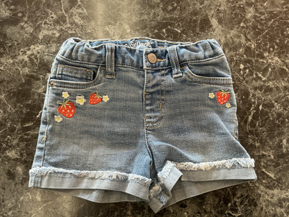 3T Strawberry Stitched Denim Shorts