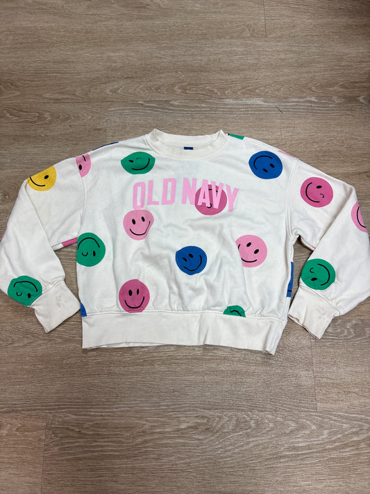 14/16 Cream Colorful Smiley Old Navy Crewneck - Blemish