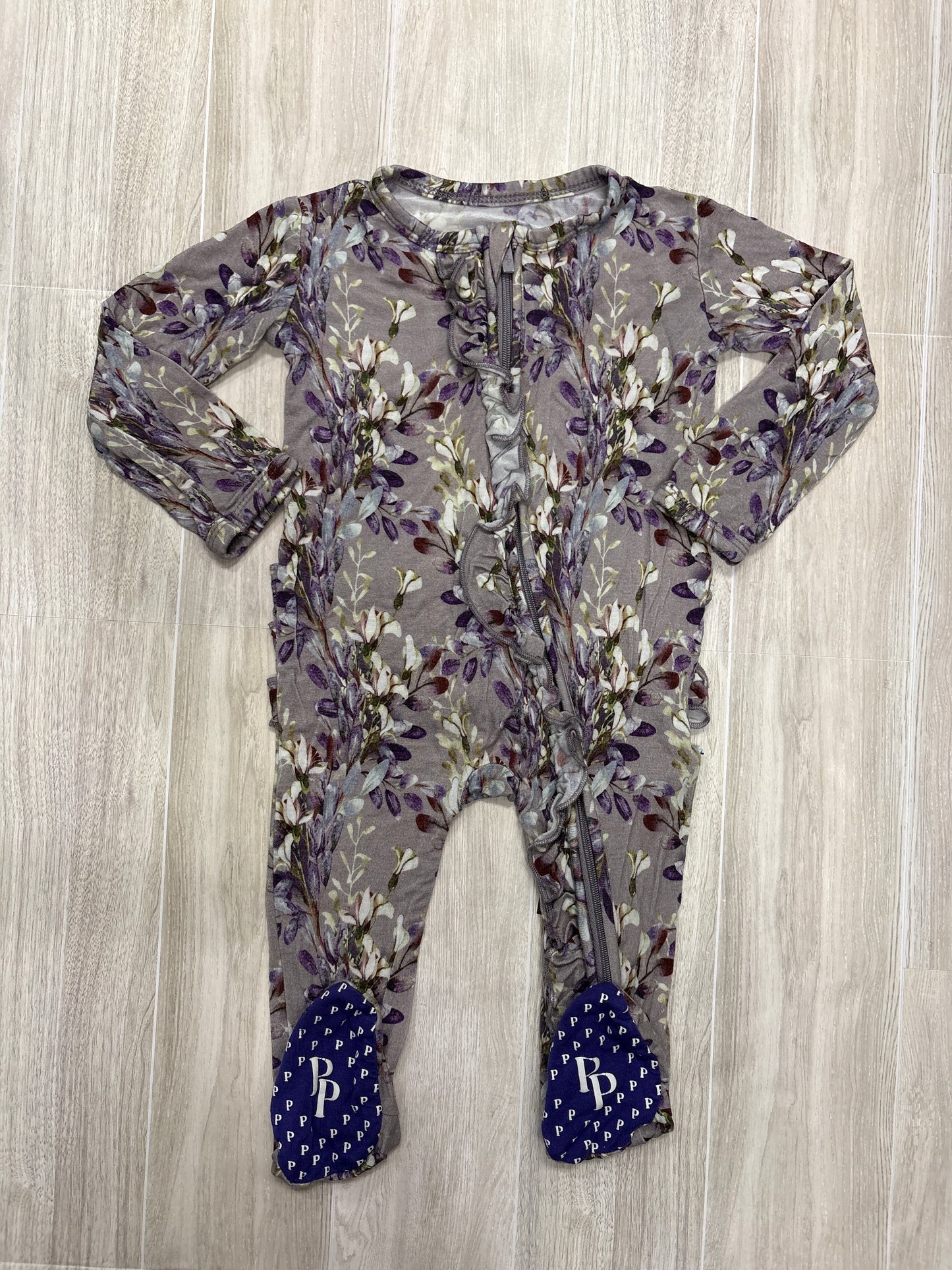 3-6m Posh Peanut Purple Floral Footed Pajama