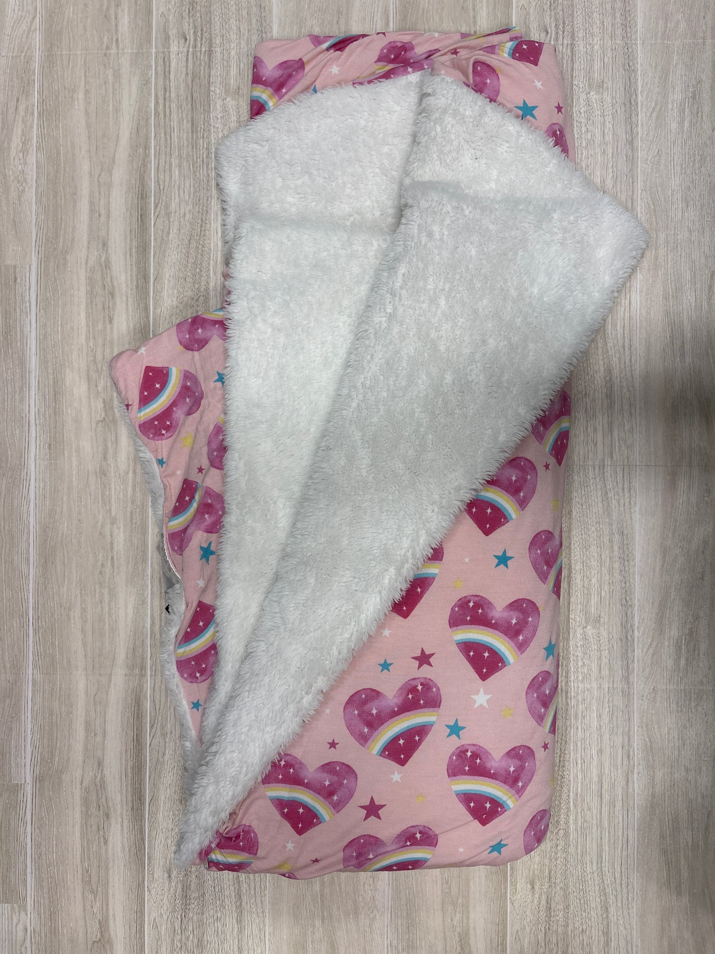 Pink Hearts+Rainbows Fur Lined Posh Peanut Patoo