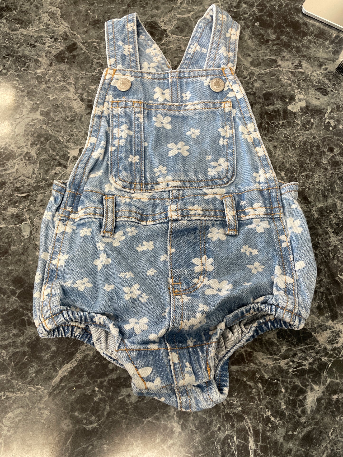 12-18m Floral Denim Overall Romper