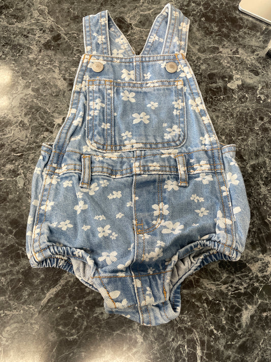 12-18m Floral Denim Overall Romper