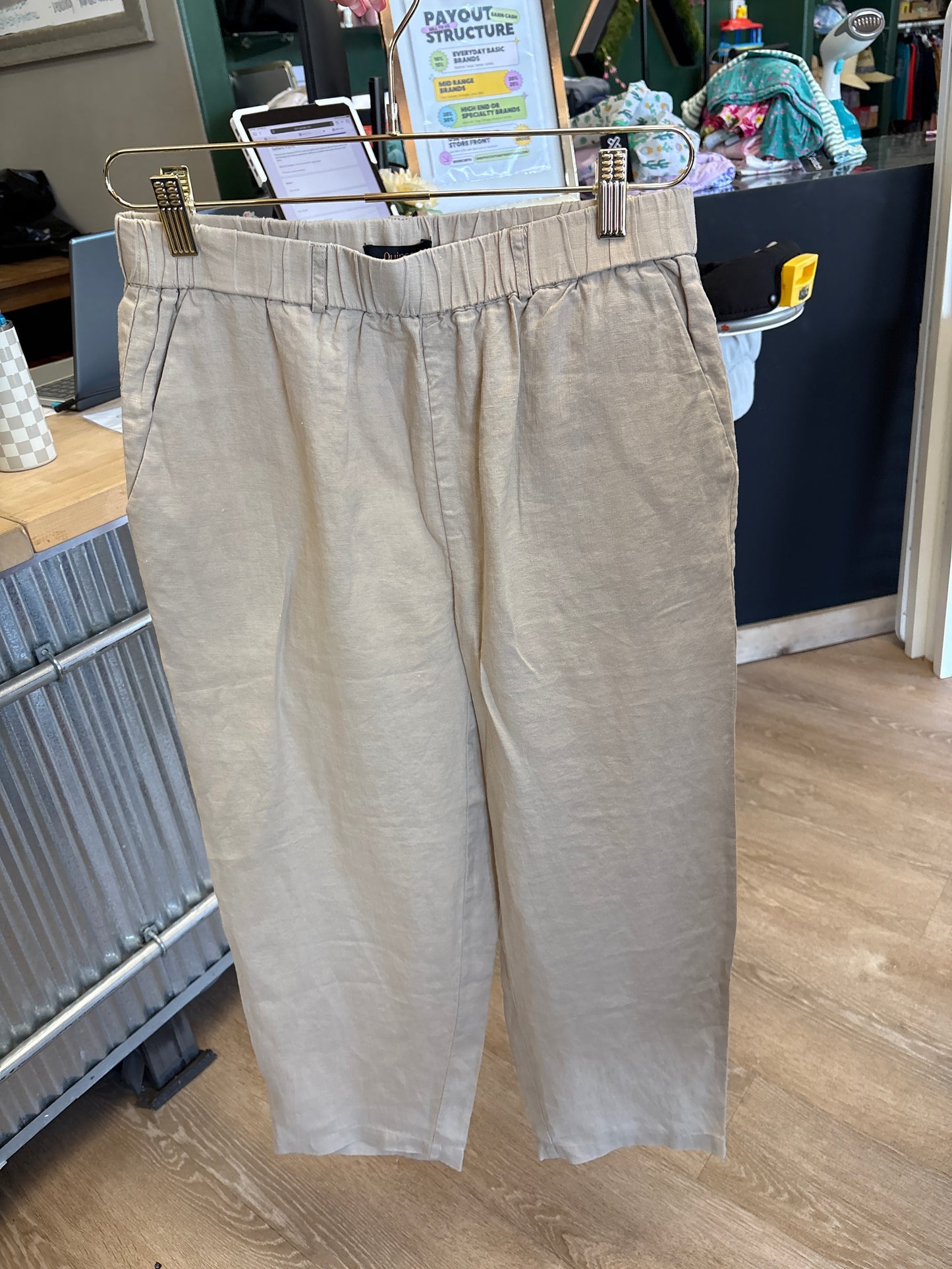 Womens Small Quince Sand Linen Pants