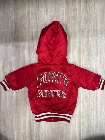 12-18m VINTAGE 49ers 1990's Satin Hooded Jacket - Authentic Chalk Line NFL