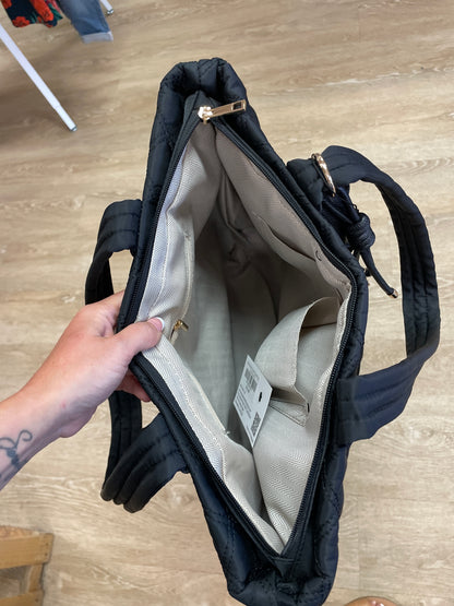 Black Quilted Large Bag with Coin Purse Keychain
