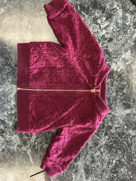 0-3m Maroon Eyelet Jacket