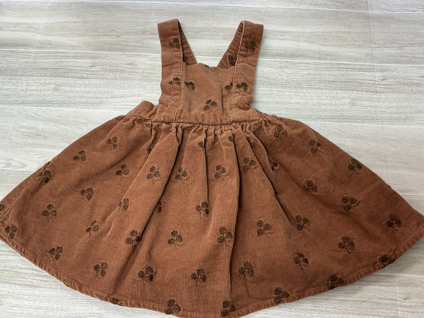 18-24m Rylee + Cru Brown Corded Flower Penifore Dress