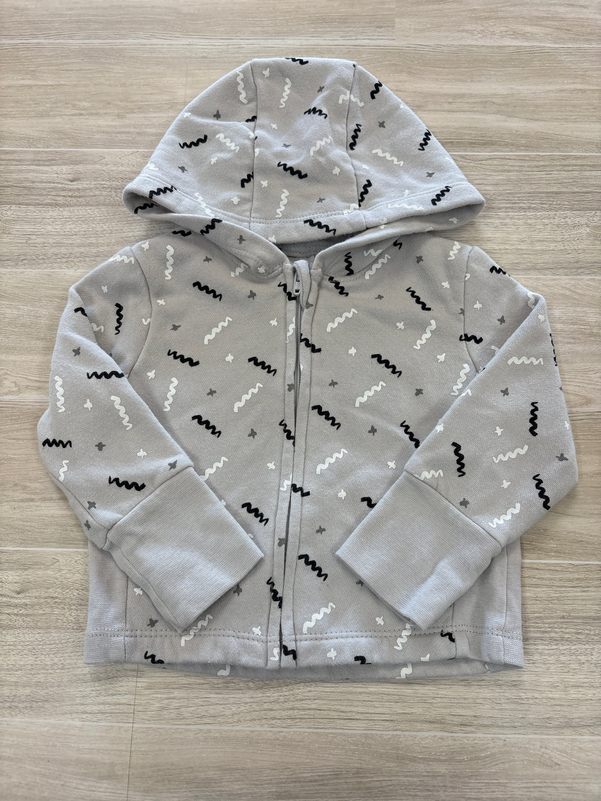 6-12m Light Grey Squiggles Zip Up Hoodie