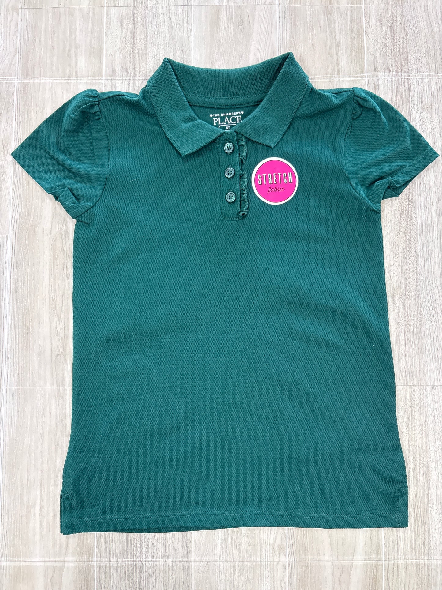 NWT 5T Green Ruffle Button Collared Tee