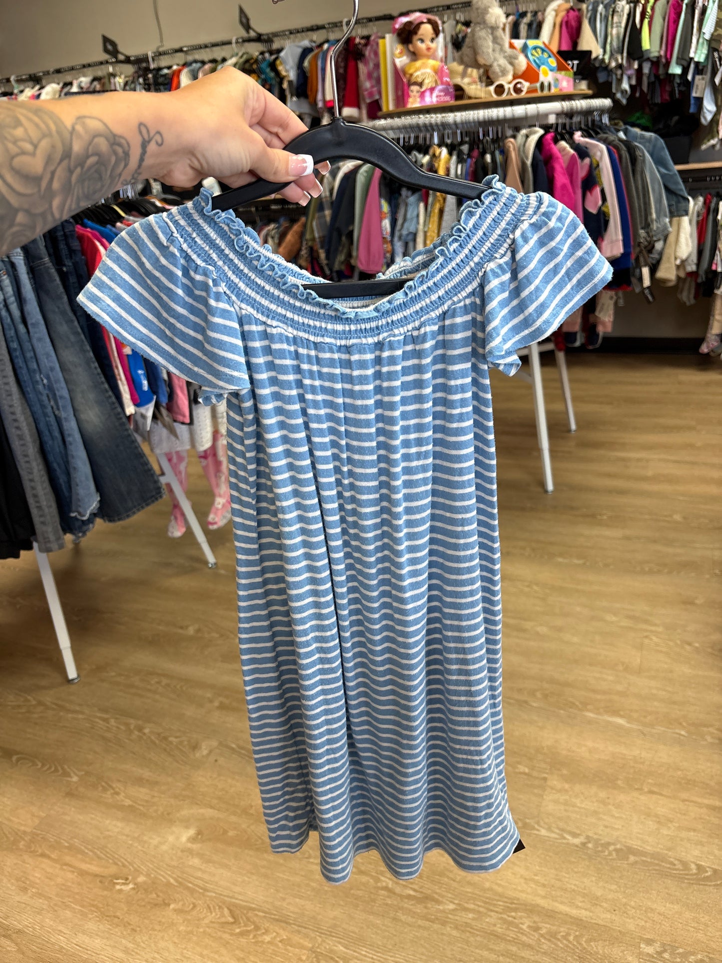 8 Blue/White Striped Dress