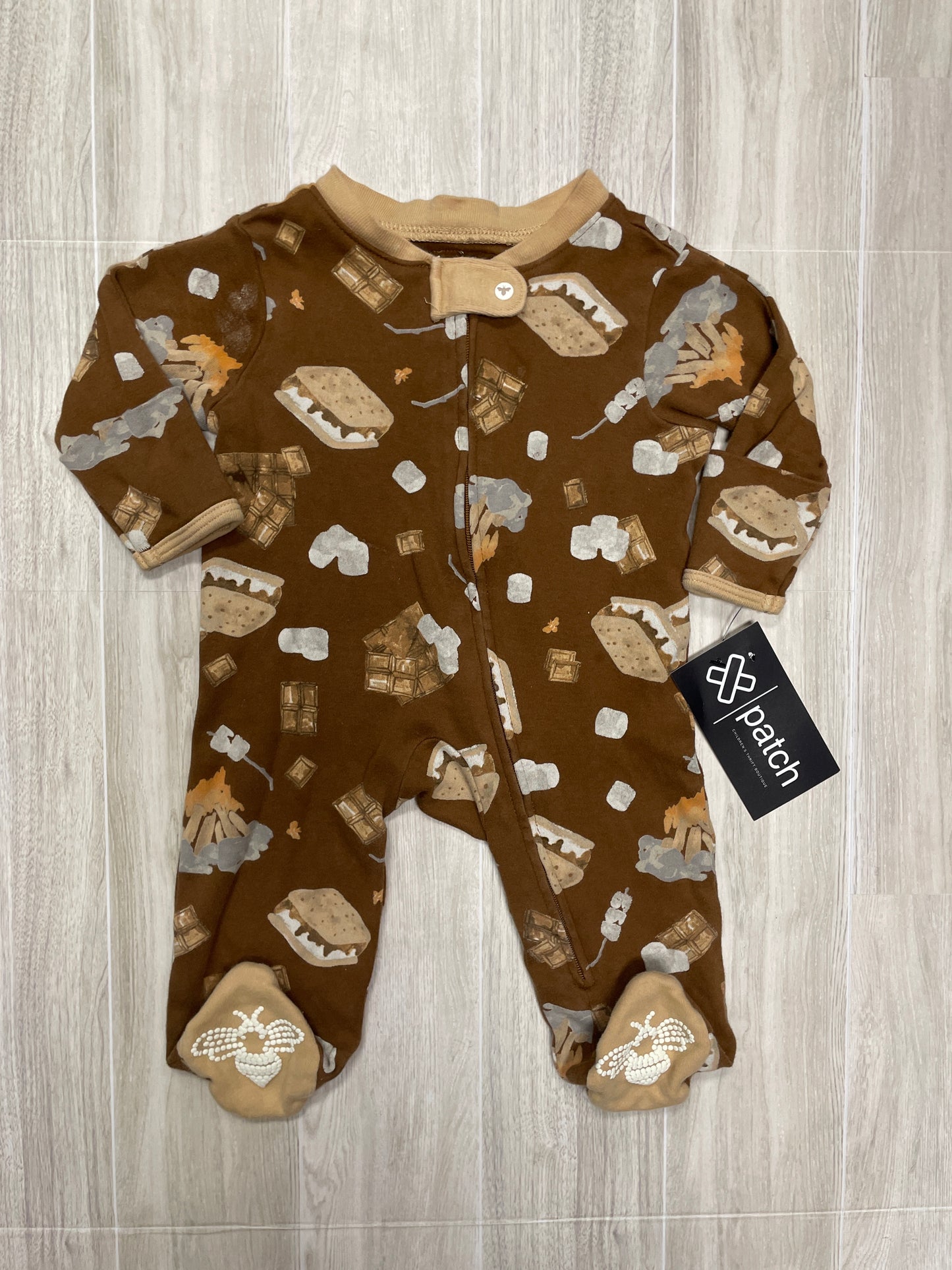 Newborn Burts Bees Brown Smores Pajama