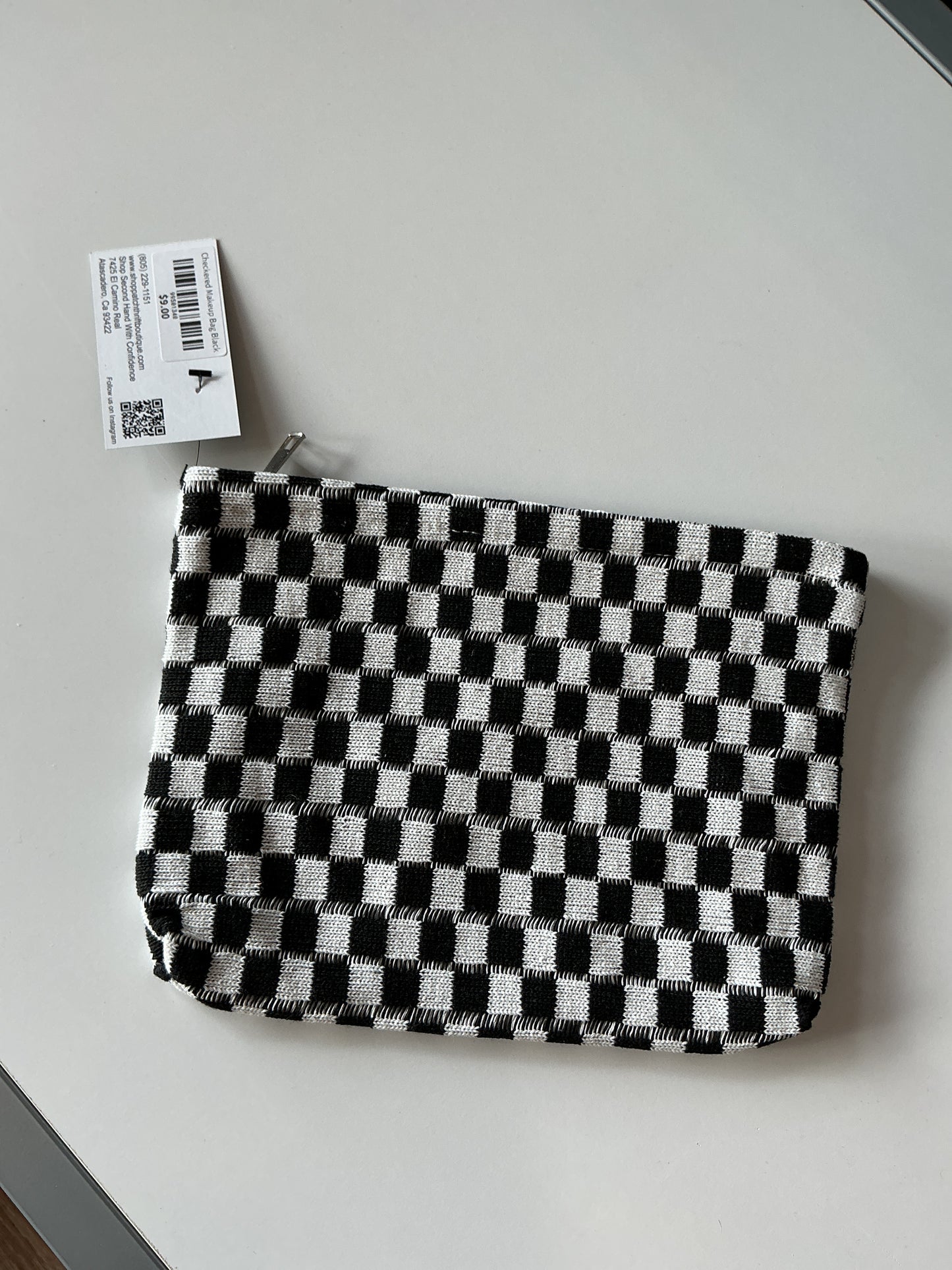 Checkered Makeup Bag Black