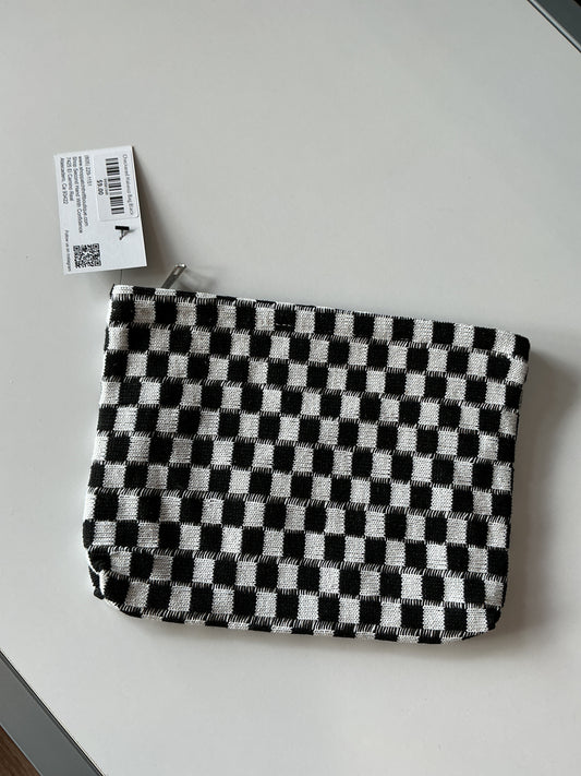 Checkered Makeup Bag Black