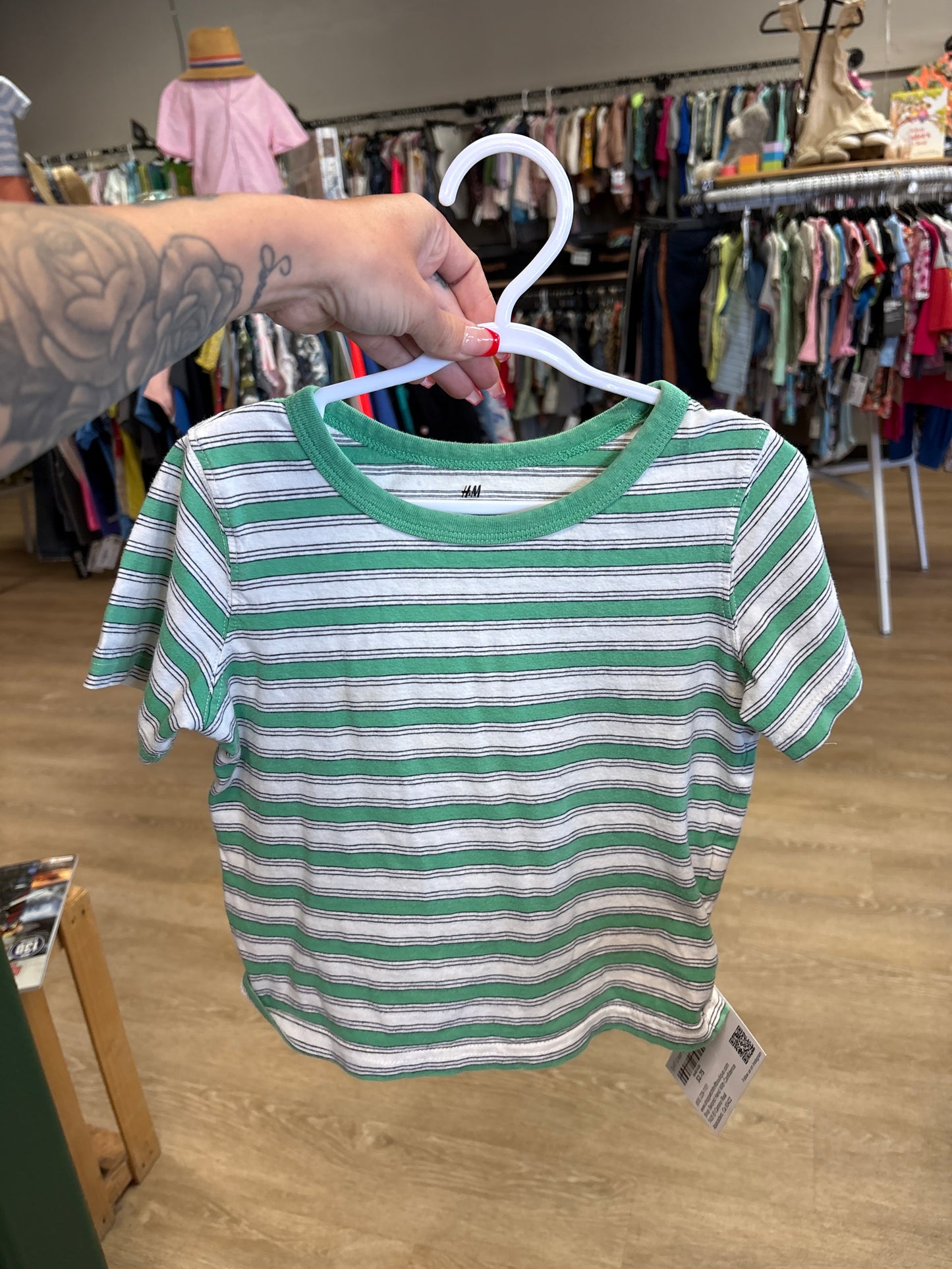 3/4T Green Striped Shirt