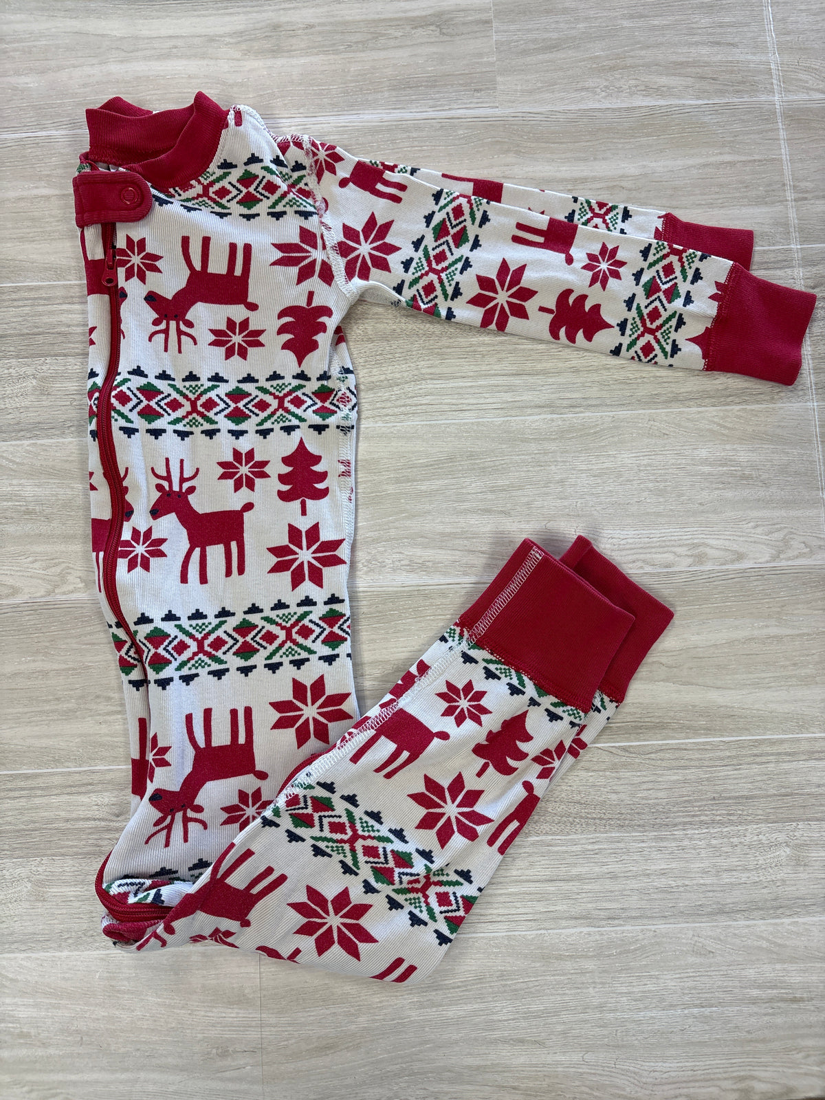 3T Hanna Anderson Holiday Printed Zip Up Pajama