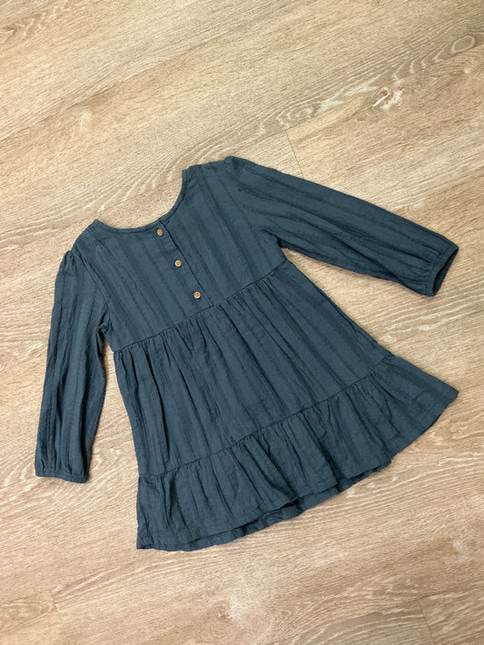 3T Little Co Antique Blue Button Dress