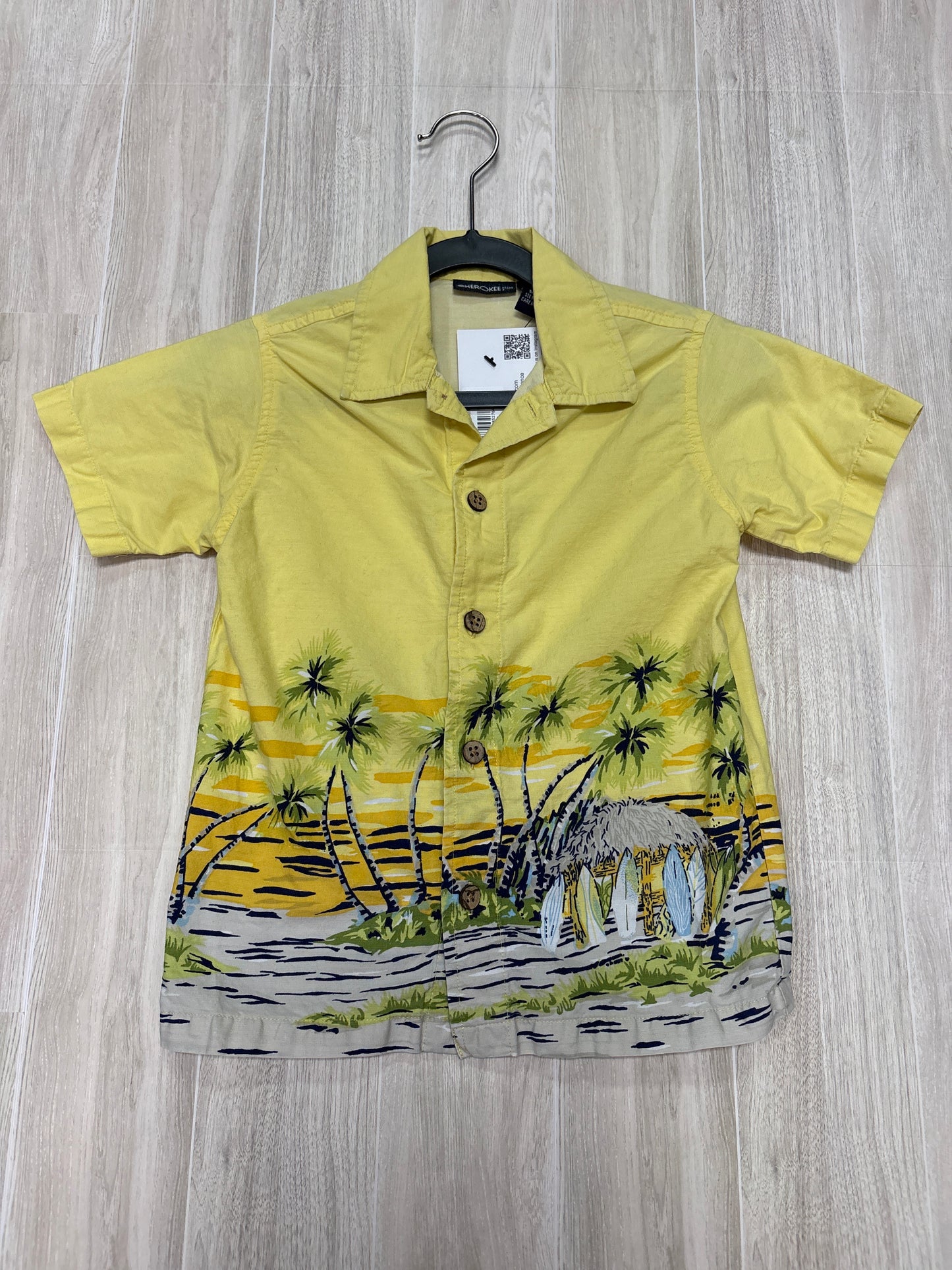5T Yellow Surfing Button Up Shirt