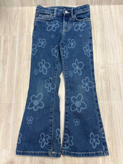 6 Retro Floral Medium Wash Flare Denim