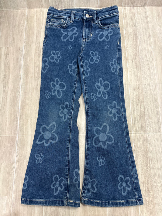 6 Retro Floral Medium Wash Flare Denim