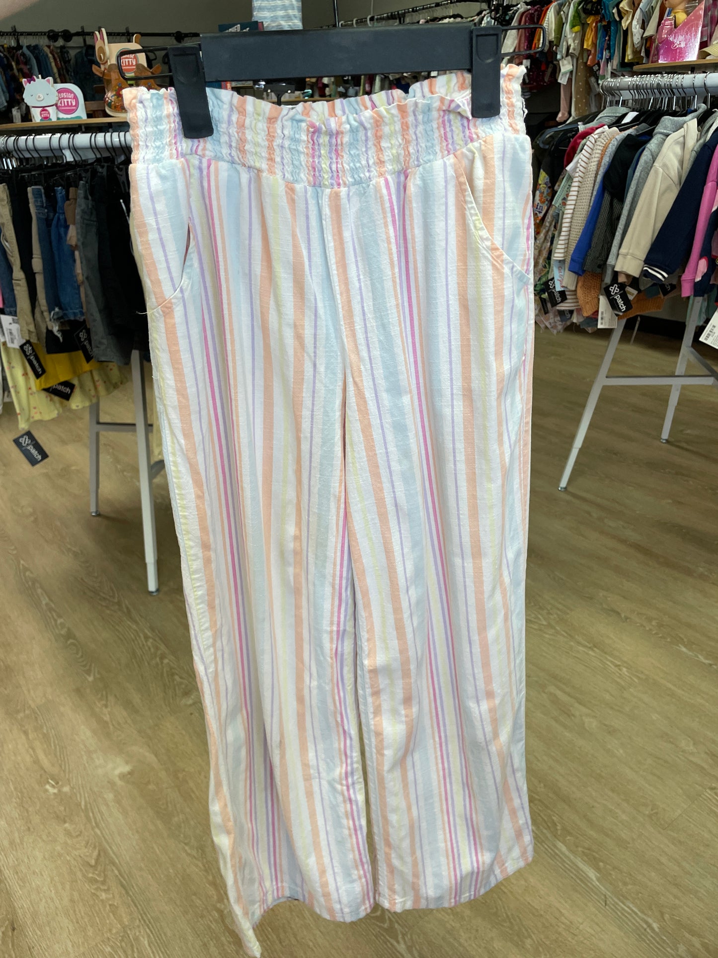 10/12 Pastel Striped Linen Wide Leg Pants