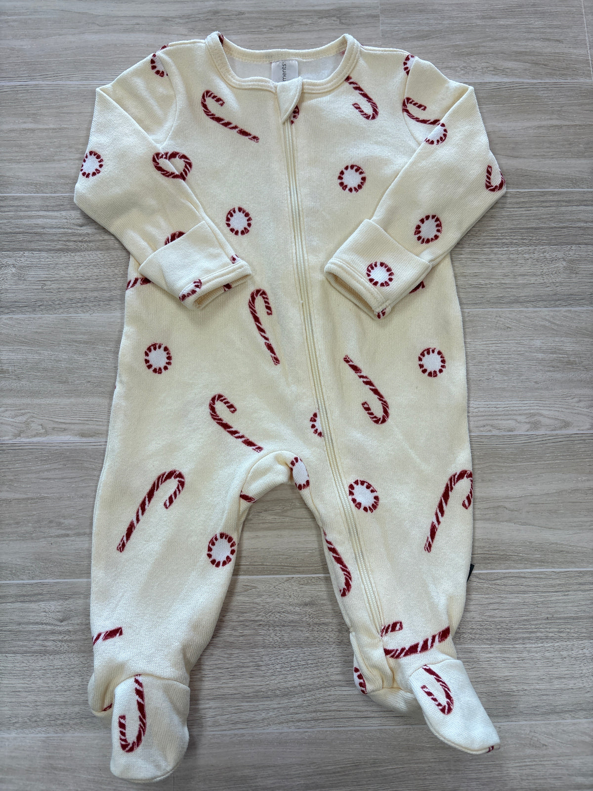 NWT 0-3m Cream Candycane Pajama