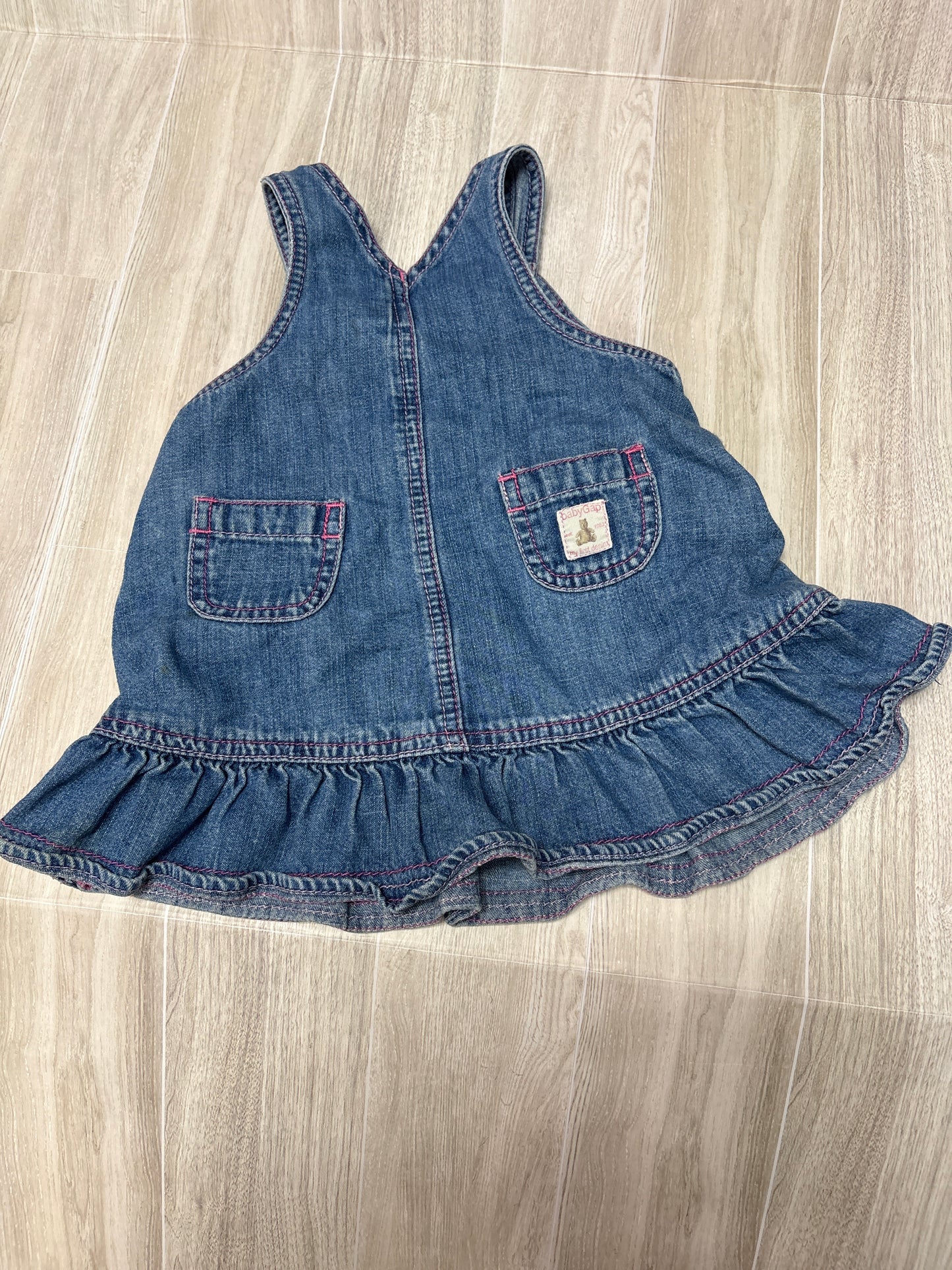6-12m GAP Pink Stitched Denim Overall Dress
