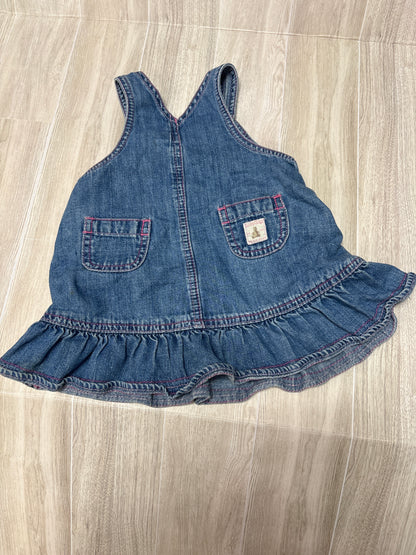 6-12m GAP Pink Stitched Denim Overall Dress