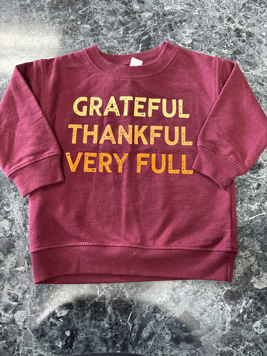 12-18m Maroon Grateful Thankful Very Full Crewneck