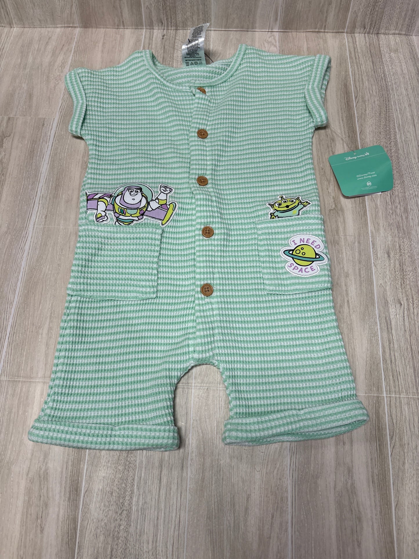 NWT 18m Waffle Knit Buzz Lightyear Button Romper