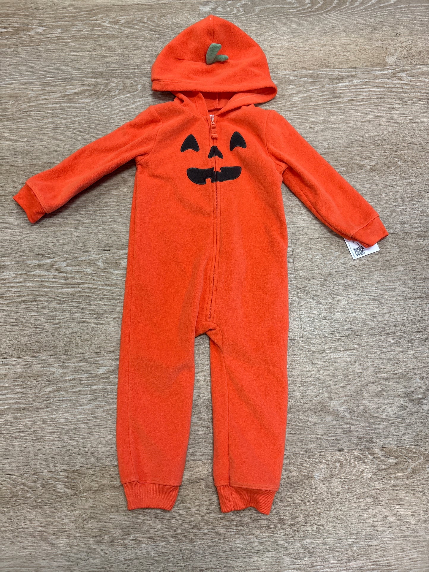 24m Orange Pumpkin Zip Up Hooded Jumpsuit